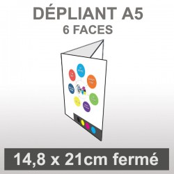 Dépliant A5 portrait (6 faces roulé)