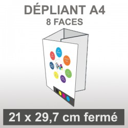 Dépliant A4 Portrait (8 faces roulé)