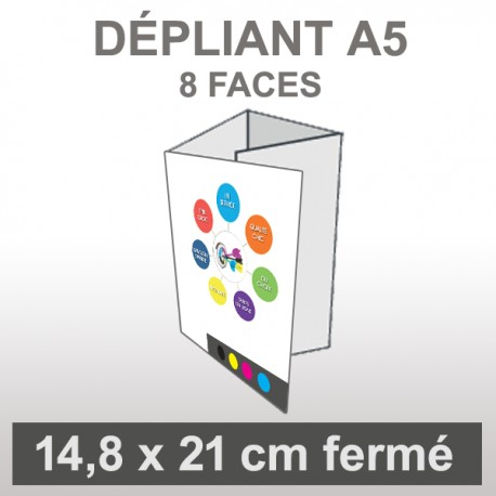 Dépliant A4 Portrait (8 faces roulé)