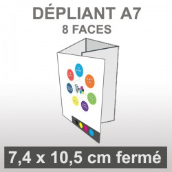 Dépliant A7 Portrait (8 faces roulé)