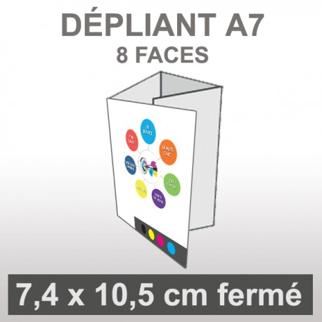 Dépliant A7 Portrait (8 faces roulé)