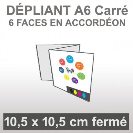 Dépliant A6 Carré (6 faces accordéon)